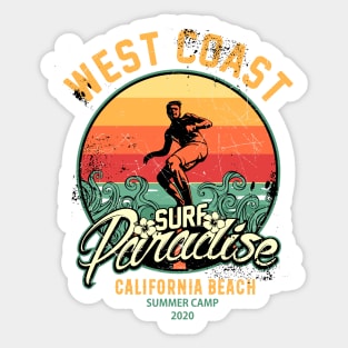 Surfer sunset on west coast Sticker